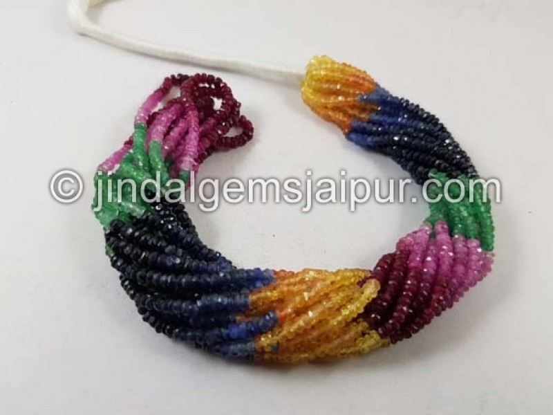 Multi Precious Faceted Roundelle Beads